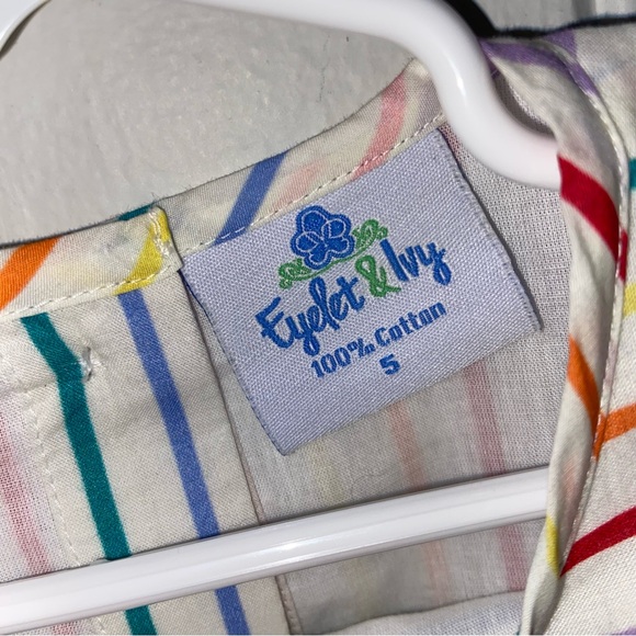 Eyelet & Ivy Rainbow Girl’s 5 Primary Striped School Dress preppy back to school - Picture 3 of 5